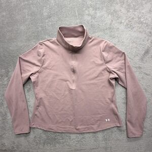 Under Armour Pullover Sweatshirt Womens 2XL Pink 1/4 Zip Mock Neck Tagless‎